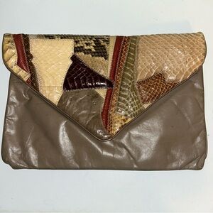 Vintage Hala clutch/shoulder bag‎ with snakeskin, lizard & alligator flap detail